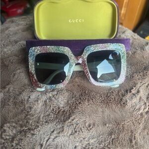 Gucci Red and Blue Fashion Sunglasses